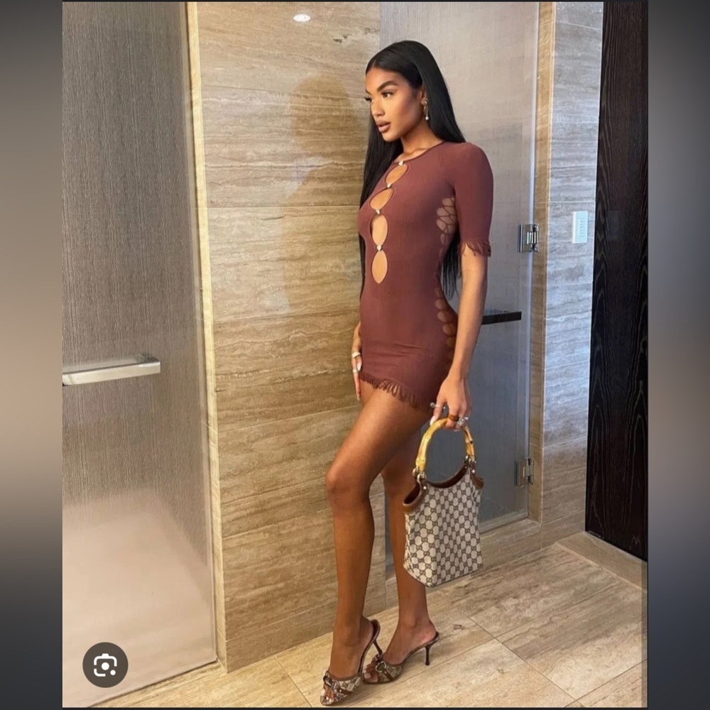 🔥SEND OFFERS🔥 BNWT POSTER GIRL MIRANDA DRESS BROWN ONE SIZE​​